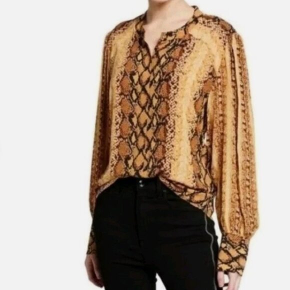 Joie Talin Snakeskin-Print Button Down Shirt - Size M - Picture 2 of 6